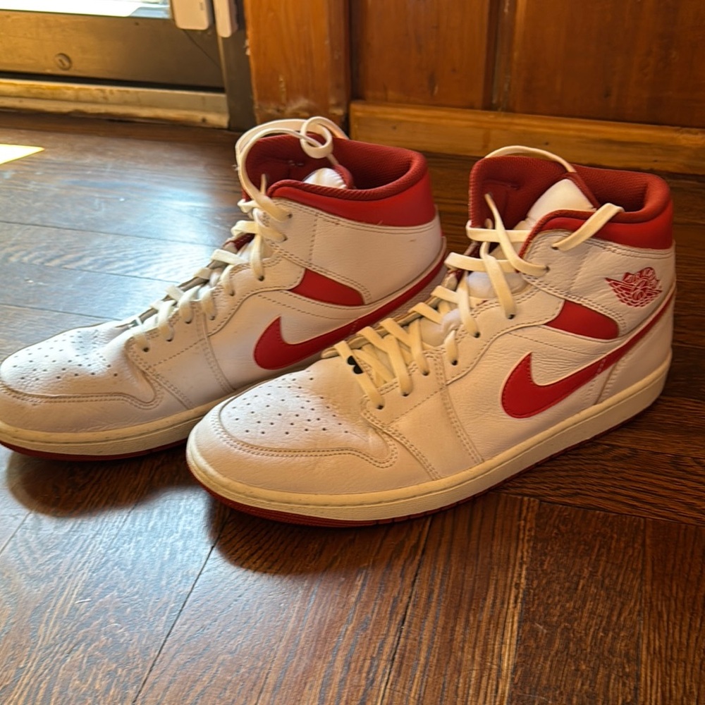Nike Air Jordan White and Burnt Red High-Top Sneakers. Like New.
